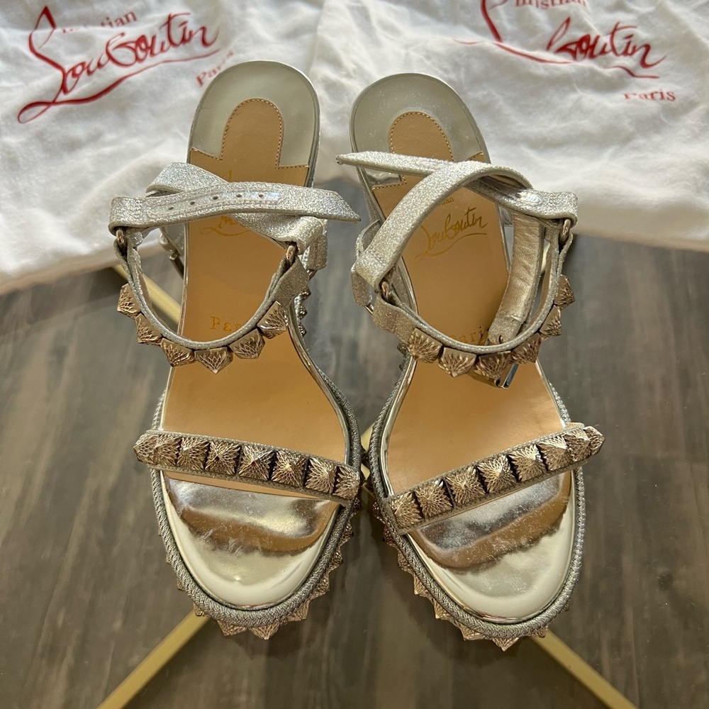Metallic Spike Wedge Sandals nappa pyraclou 110 size 36